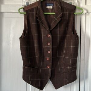 Zara Brown Plaid Women's Vest - Size 6